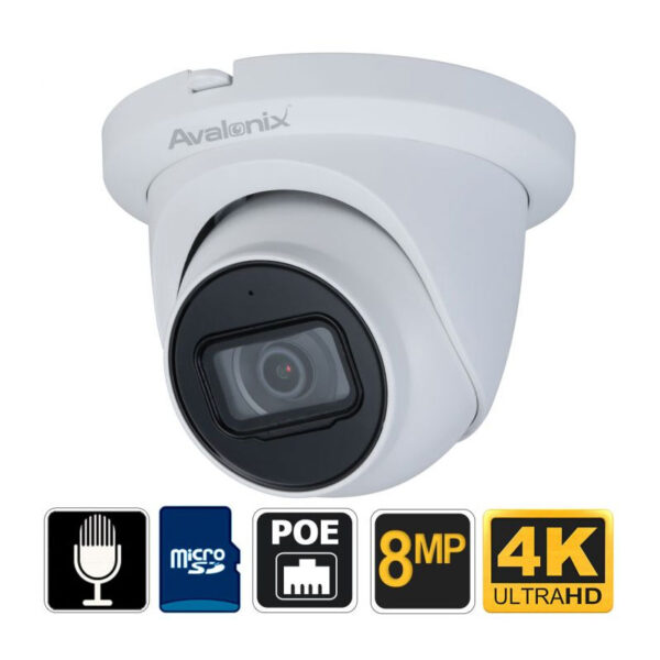 8MP 4K Security Camera Dome with Mic